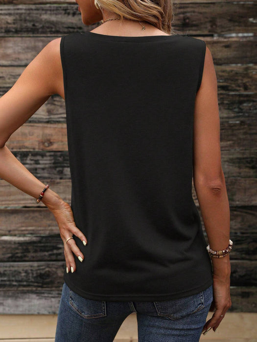 Solid Pocket Patched Tank Top