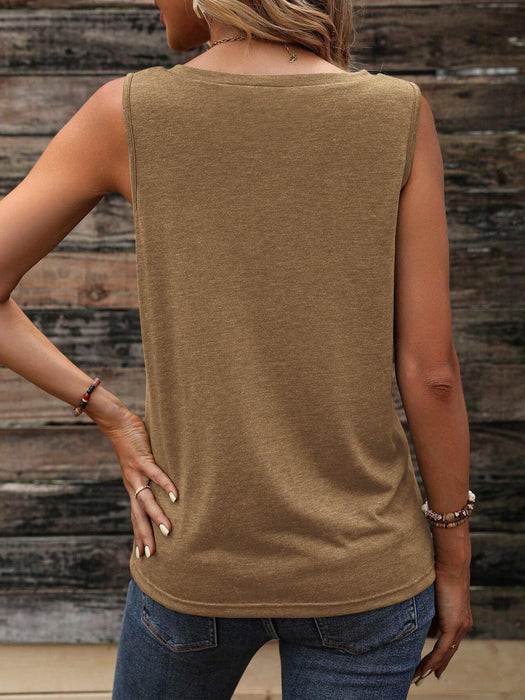 Solid Pocket Patched Tank Top