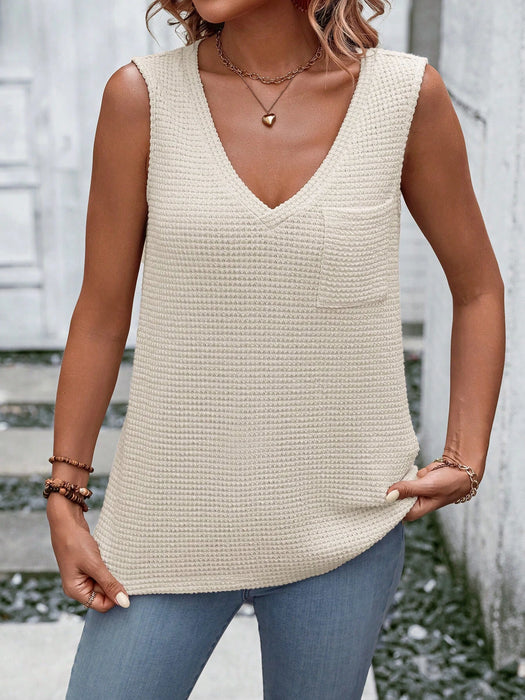 Solid Pocket Patched Tank Top