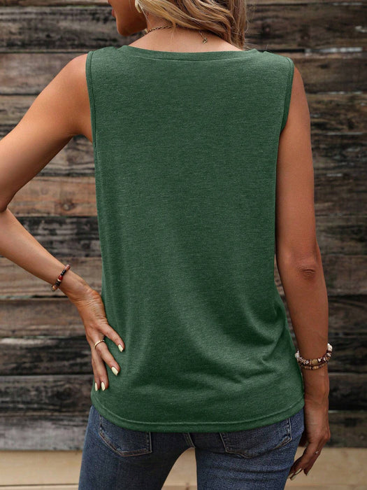 Solid Pocket Patched Tank Top