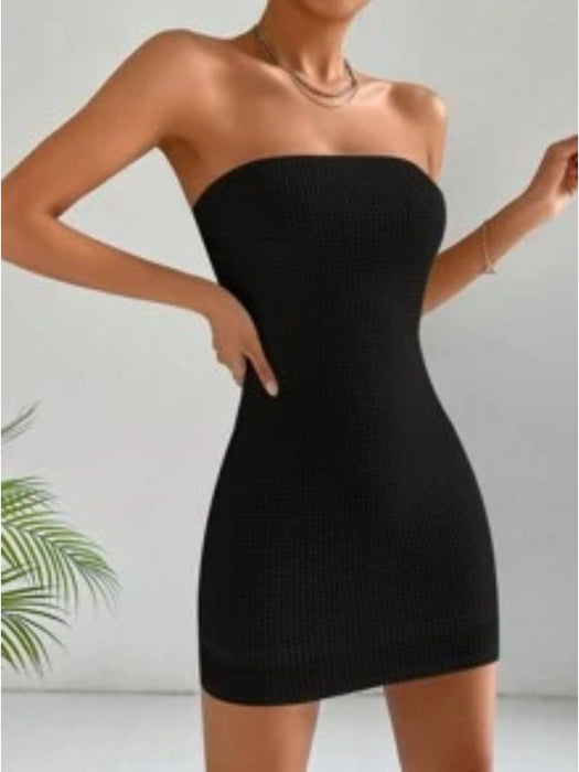 Casual Solid Color Tube Bodycon Dress