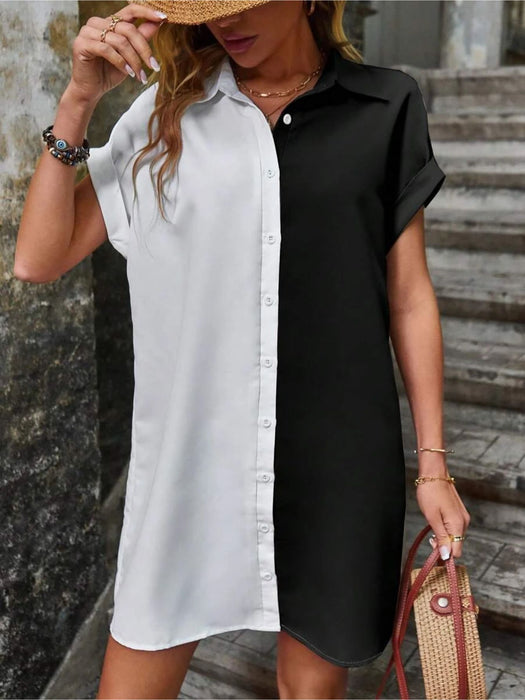 Batwing Sleeve Shirt Dress