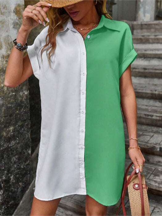 Batwing Sleeve Shirt Dress