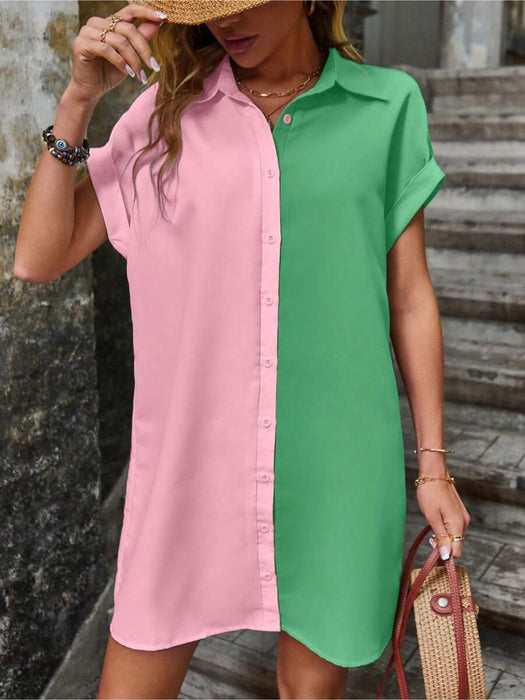 Batwing Sleeve Shirt Dress