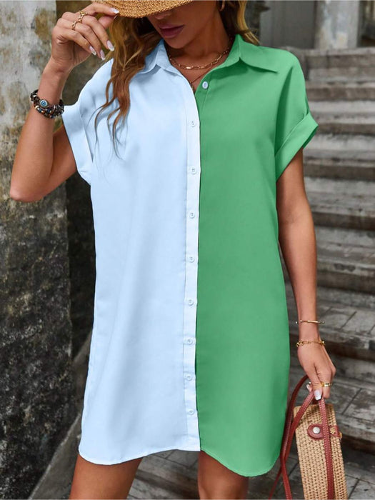 Batwing Sleeve Shirt Dress