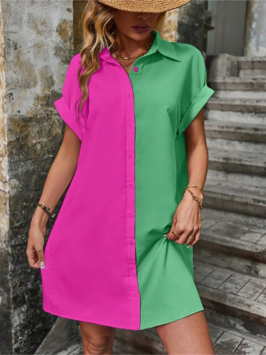 Batwing Sleeve Shirt Dress