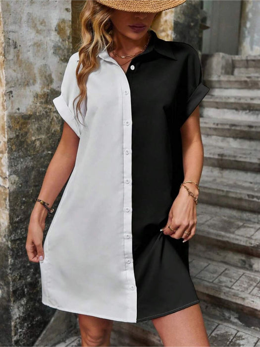 Batwing Sleeve Shirt Dress