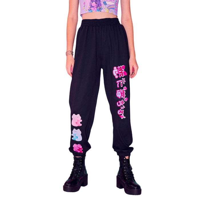 Anime Cartoon Bear Graphic Sweatpants