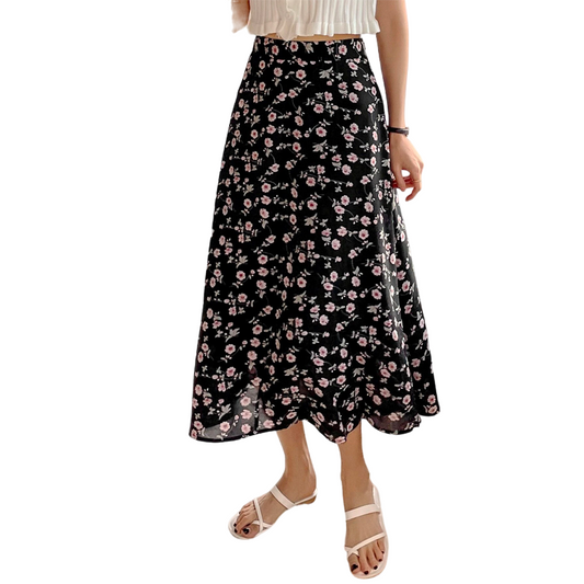 Allover Floral High Waist Skirt