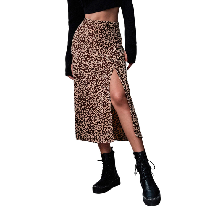 All Over Print Split Thigh Skirt