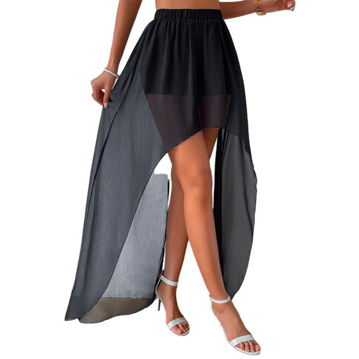 Biker Shorts Insert High Low Hem Skirt