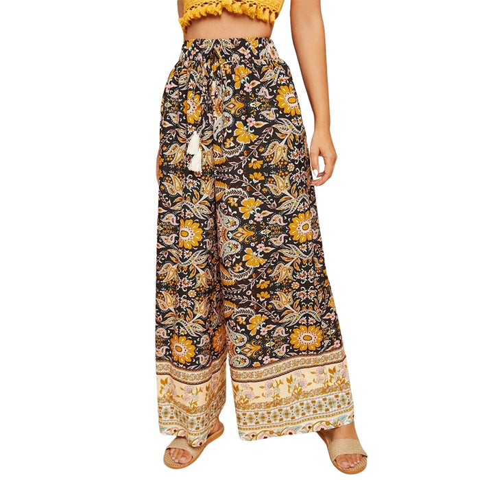 Floral Print Wide Leg Pants