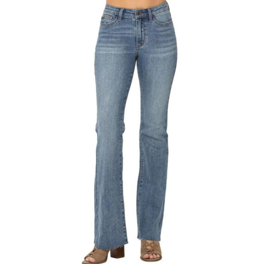 Judy Mid Rise Tuck Bootcut Jeans