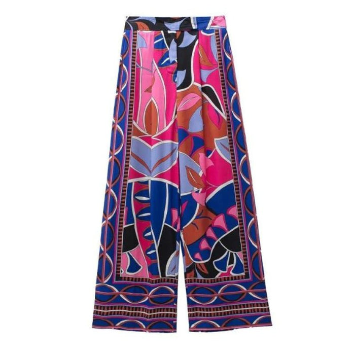 Bohemian Front Darts Printed High Waist Pant