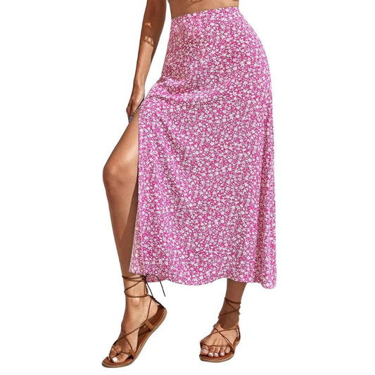 Boho Floral Split Thigh Skirt