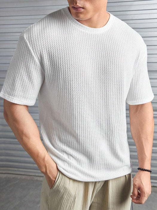 Patched Detail Waffle Knit Tee