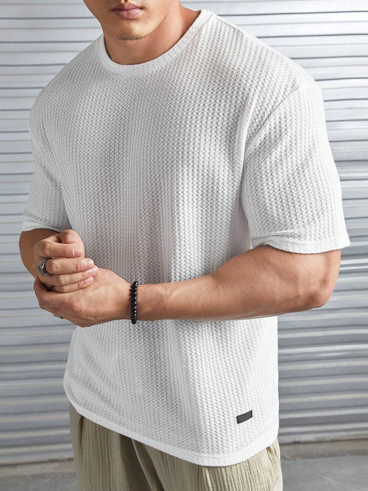 Patched Detail Waffle Knit Tee