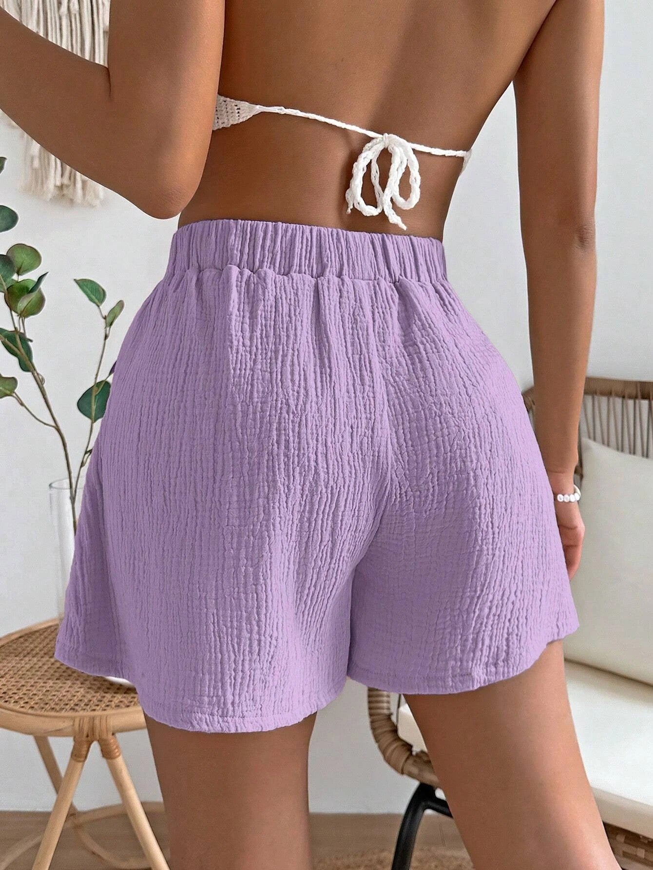 Wide Plain Solid Shorts