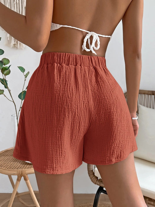 Wide Plain Solid Shorts