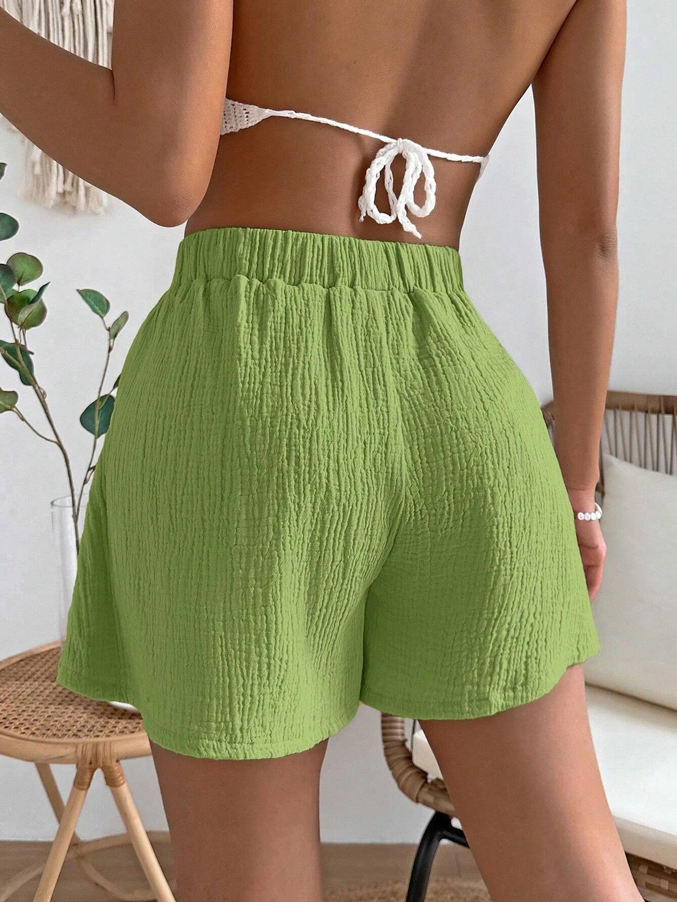 Wide Plain Solid Shorts