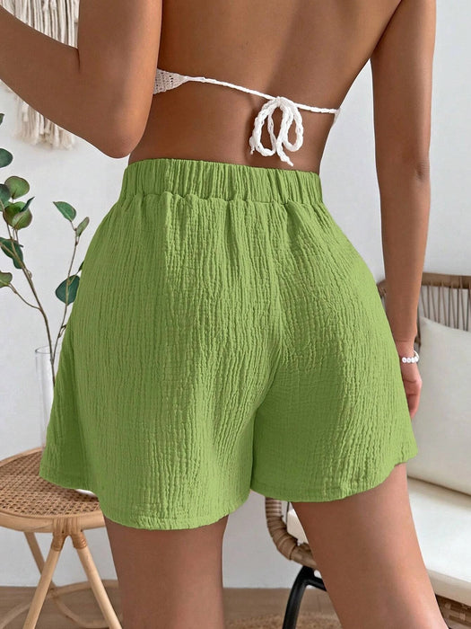 Wide Plain Solid Shorts