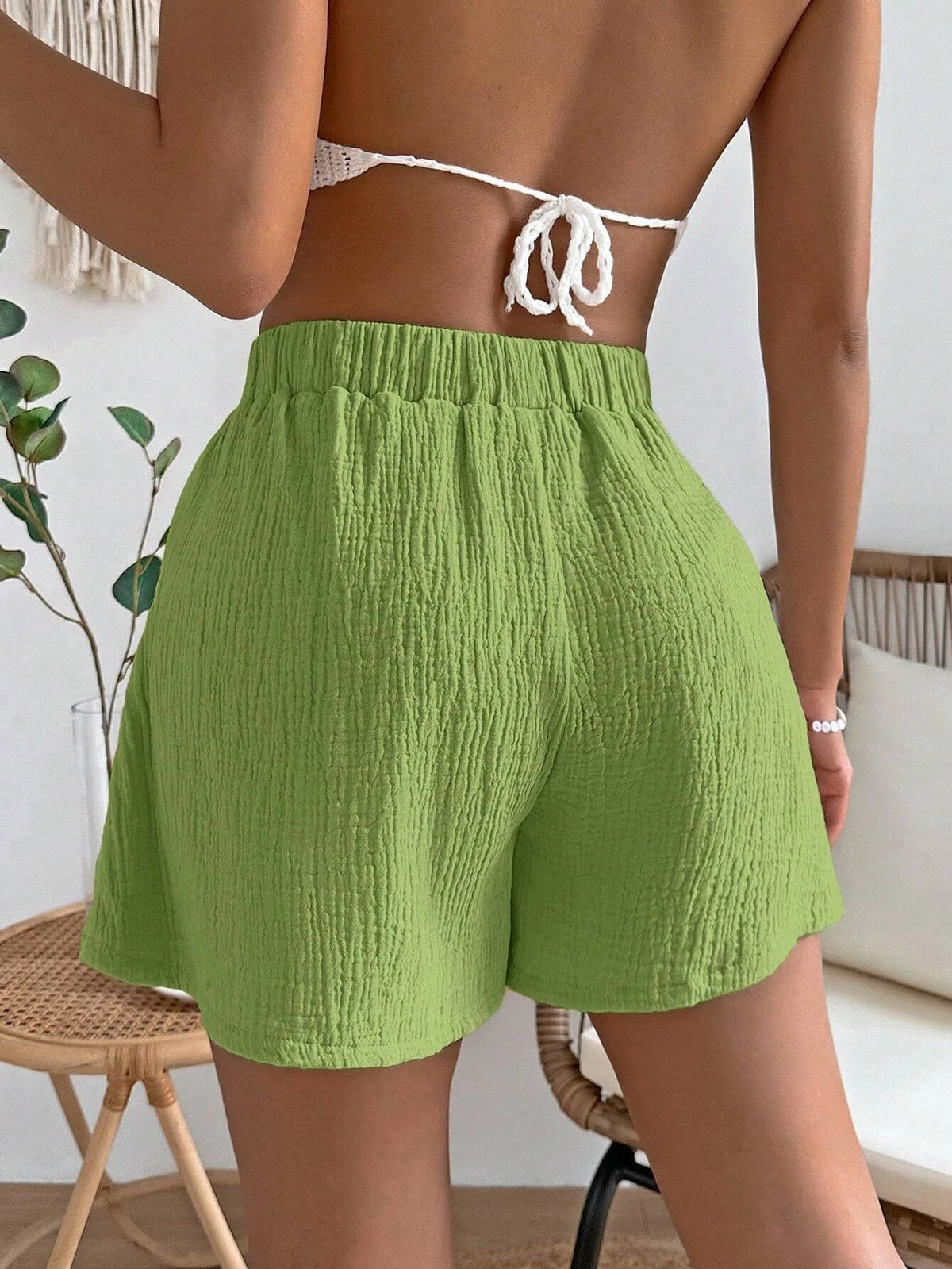 Wide Plain Solid Shorts