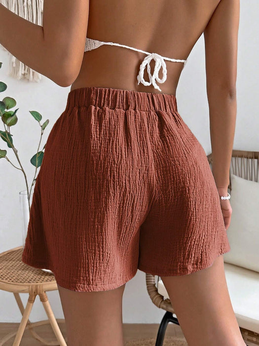 Wide Plain Solid Shorts