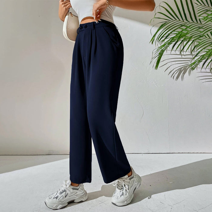 High Waist Plicated Detail Casual Pants