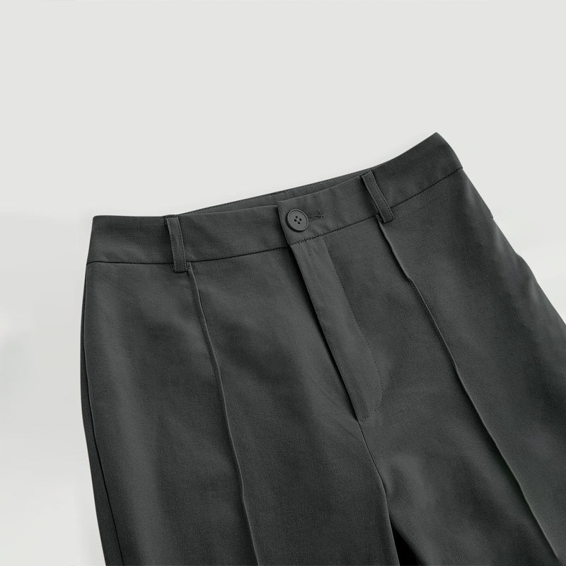 Plain High Waist Seam Detail Flare Leg Pants