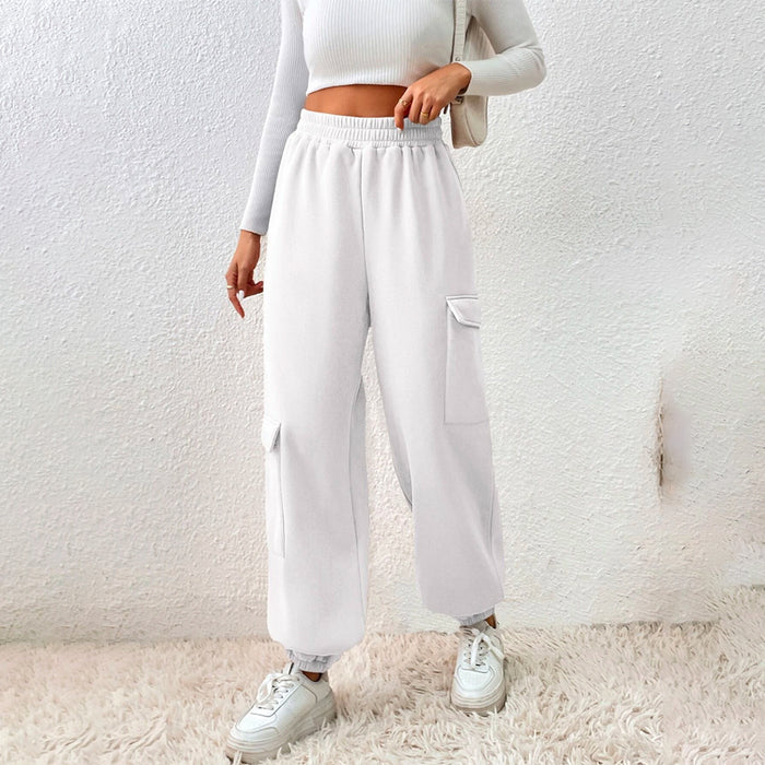 Flap Pocket Side Elastic Waist Casual Sweatpants