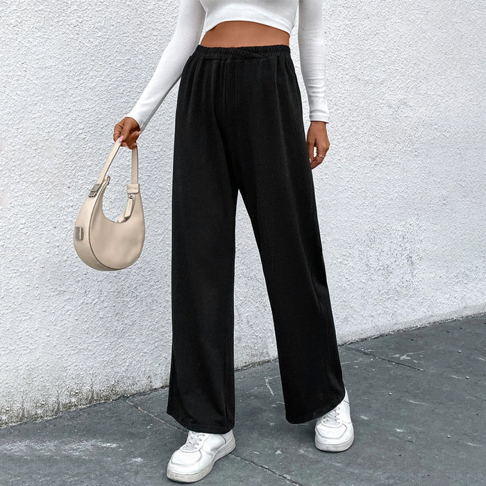 Easy Wear Solid Elastic Waist Wide Leg Pants