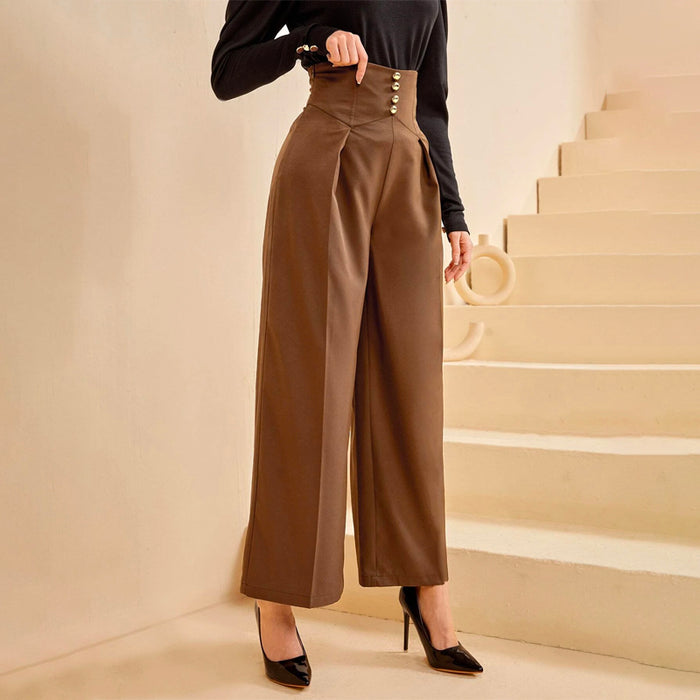 High Waisted Solid Wide Leg Pants