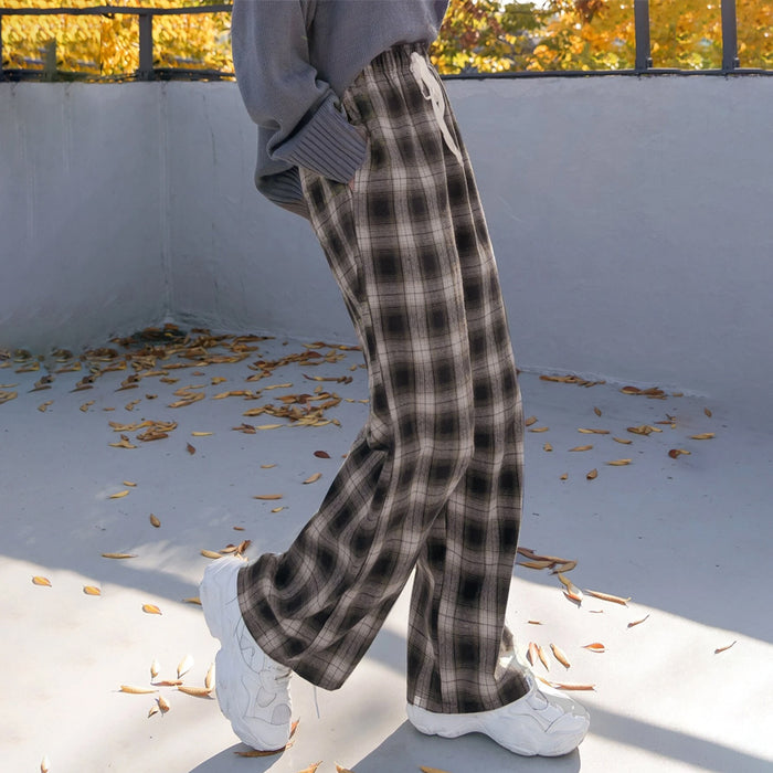 Plaid Drawstring Waist Pants