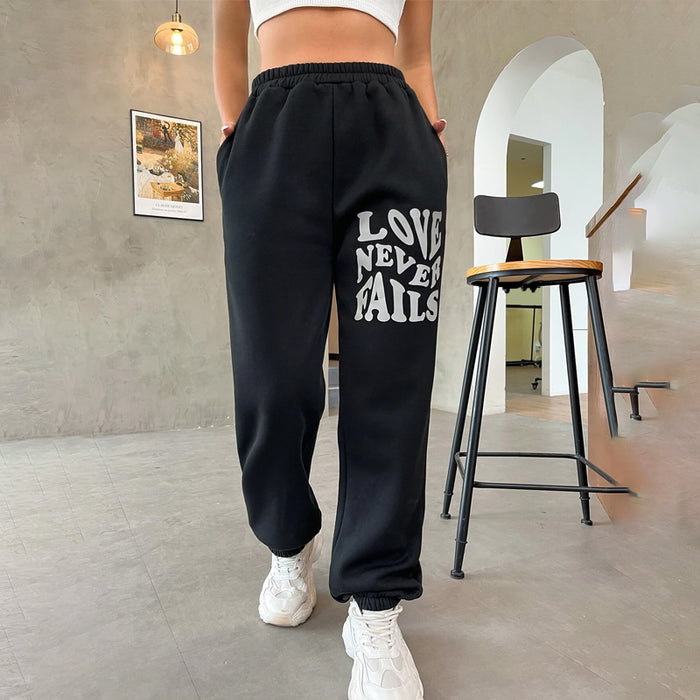 Reflective Slogan Graphic Sweatpants