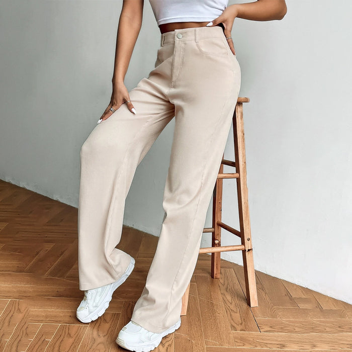 High Waist Button Front Wide Leg Pants