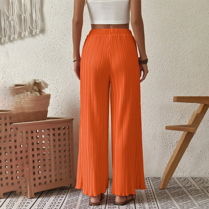 High Waist Plisse Wide Leg Pants