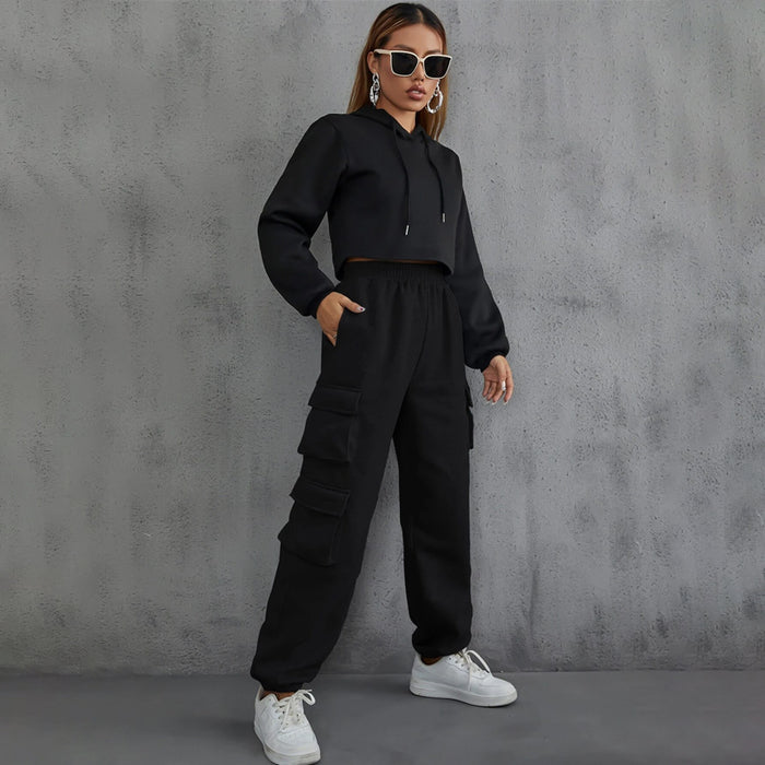 Flap Pocket Side Solid Sweatpants