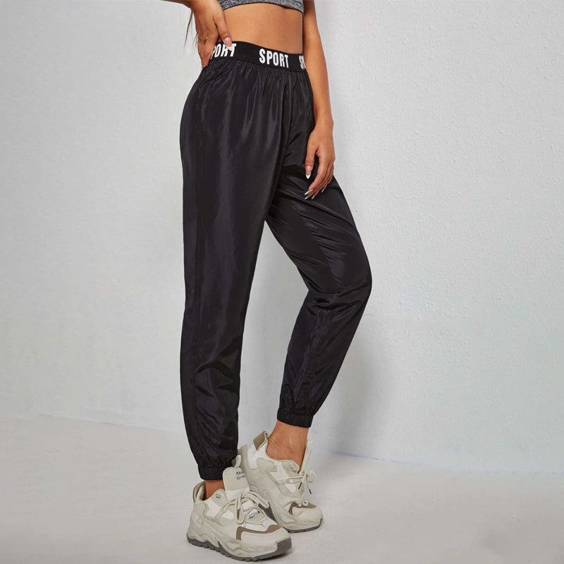 Contrast Letter Tape Tapered Pants