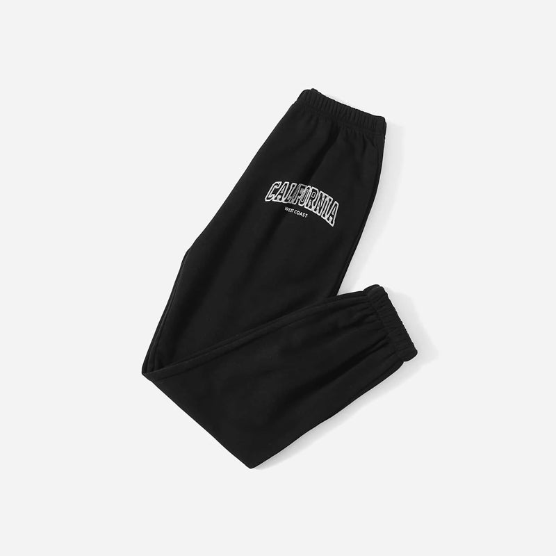 Letter Graphic Elastic Waist Sweatpants