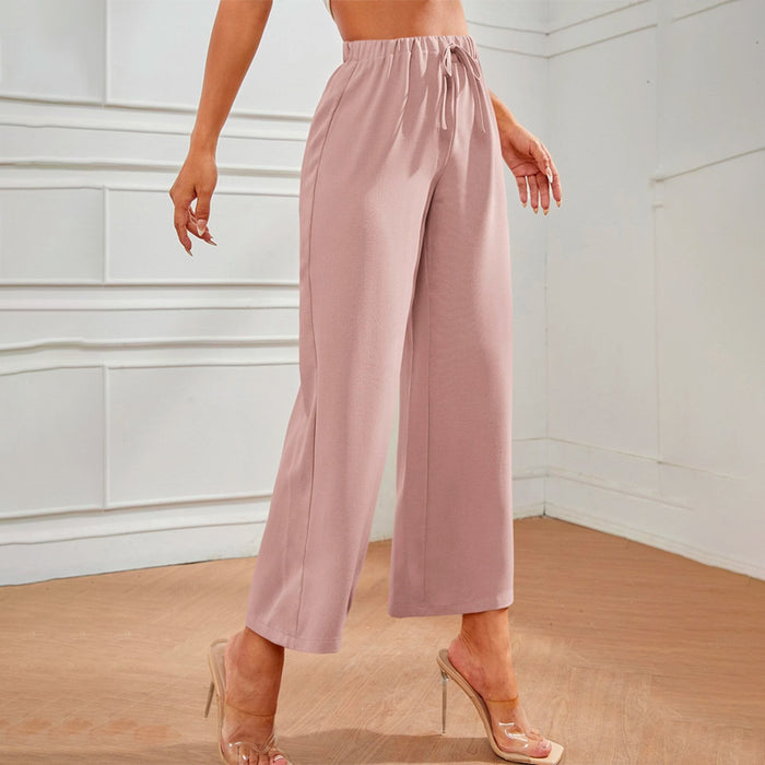 Petite High Waist Knot Front Wide Leg Pants