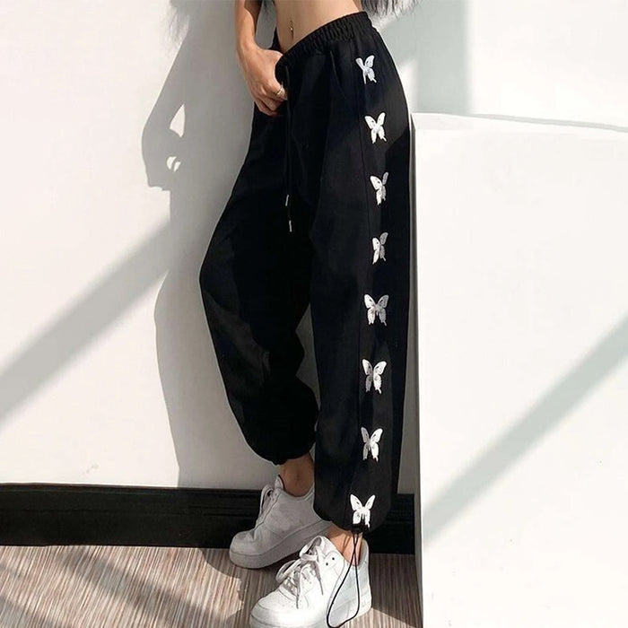 Butterfly Print Drawstring Sweatpants