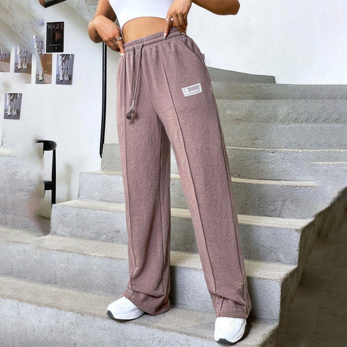 Letter Pattern Patched Drawstring Waist Sweatpants