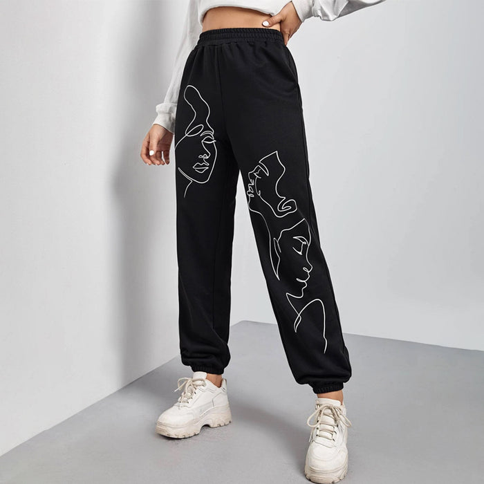 Easy Wear Graphic Elastic Waist Sweatpants