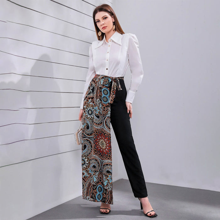 Mandala Print Knot Front Pants