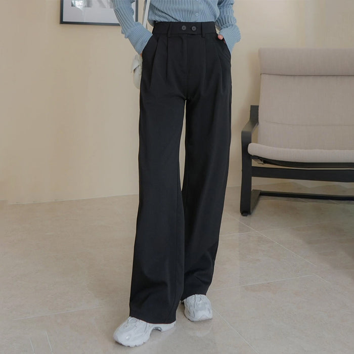 Easy Wear Solid Straight Leg Pants