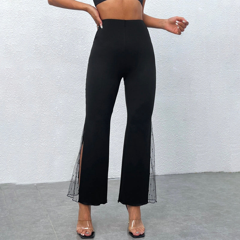 Contrast Dobby Mesh Flare Leg Pants