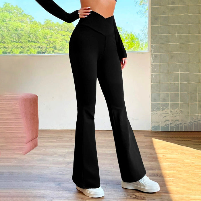 Overlap Waist Flare Leg Pants