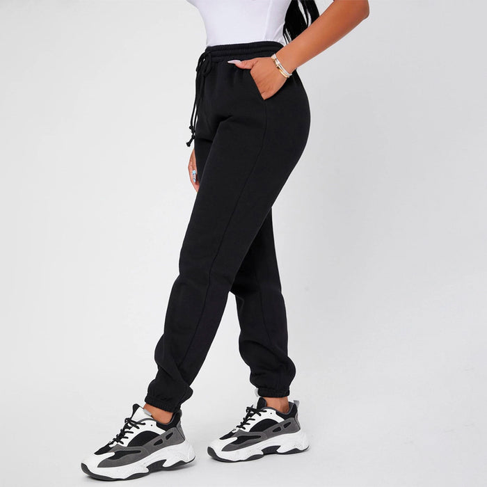 Solid Drawstring Waist Slight Stretch Sweatpants