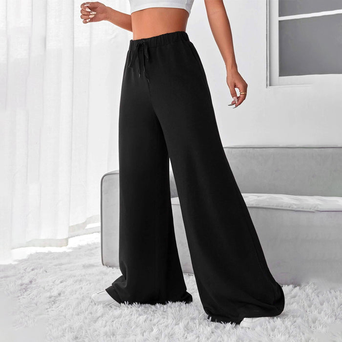 Solid High Waist Wide Leg Sweatpants