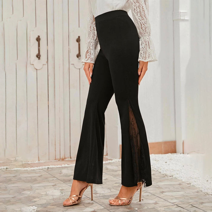 Lace Insert Flare Leg Pants